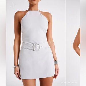 MESHKI Dress - DIANA Suiting Mini Dress - Ice Grey